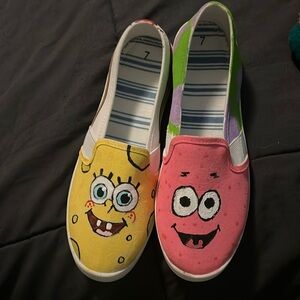 Can painted SpongeBob shoes